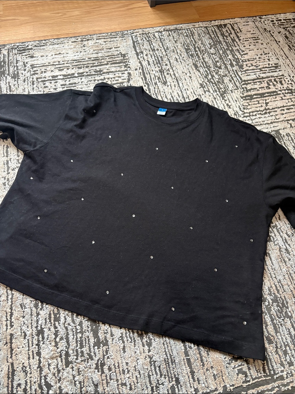 Black Embellished Crewneck Women’s Tee